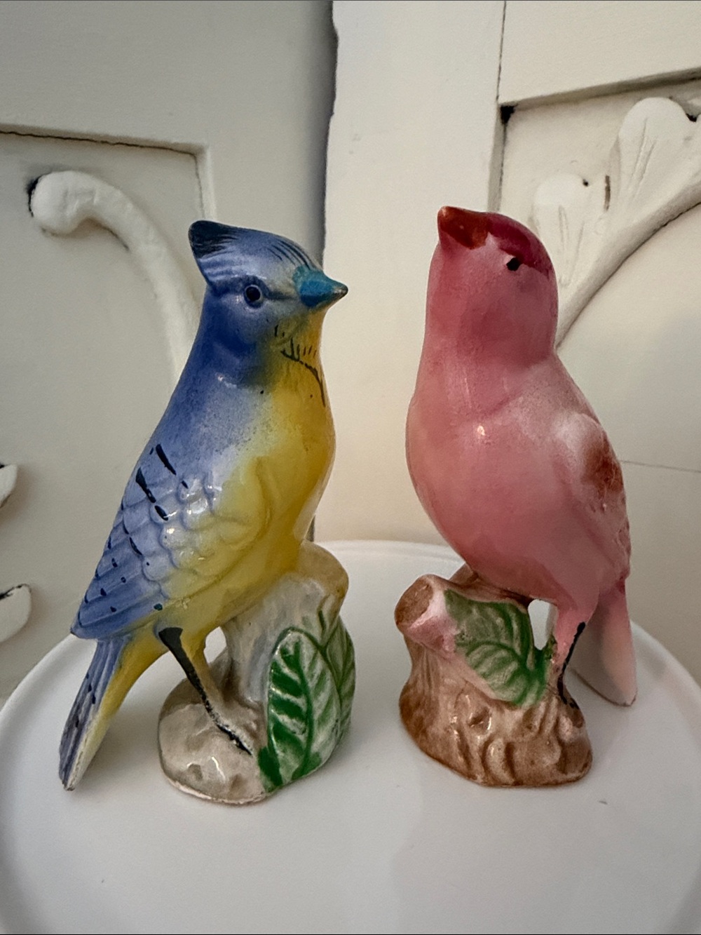 Blue & Yellow and Pink Decorative Ceramic Bird Figurines - Pets Bird